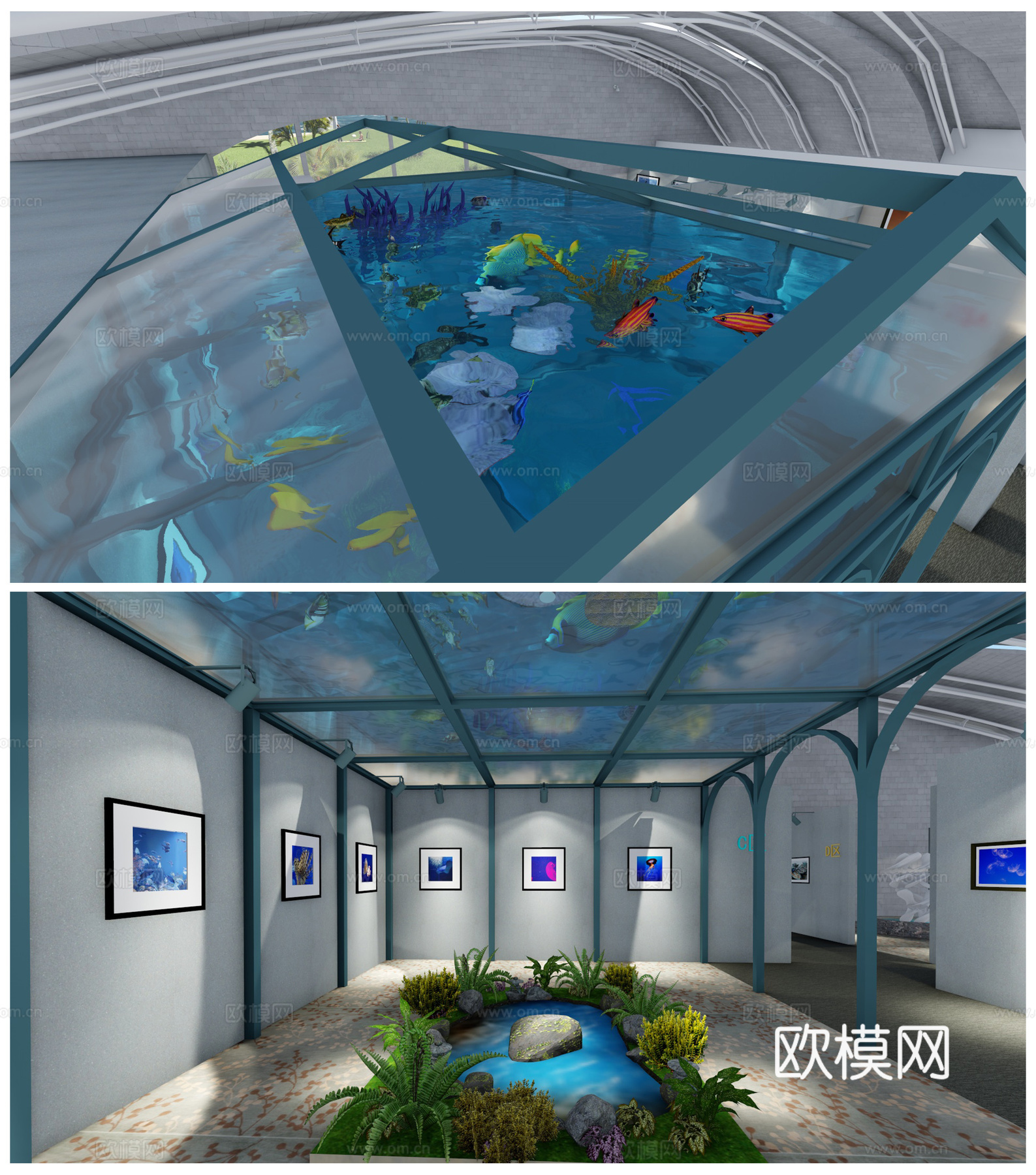 现代海洋水族馆su模型下载