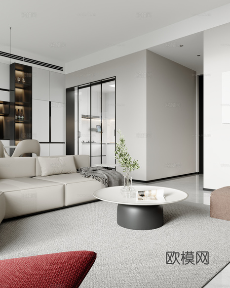 現(xiàn)代客餐廳3d模型下載(渲染圖6)