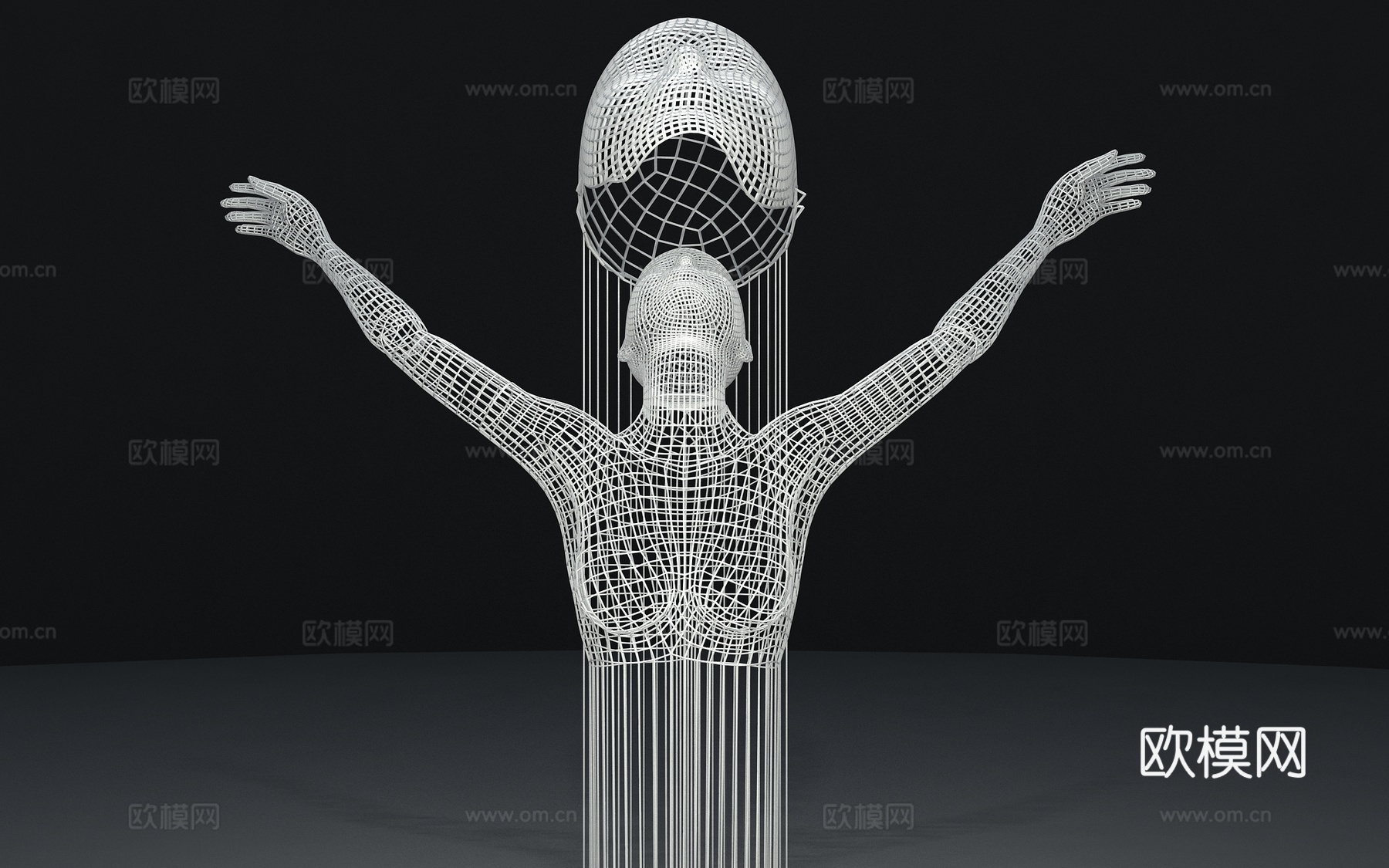广场雕塑人物3d模型