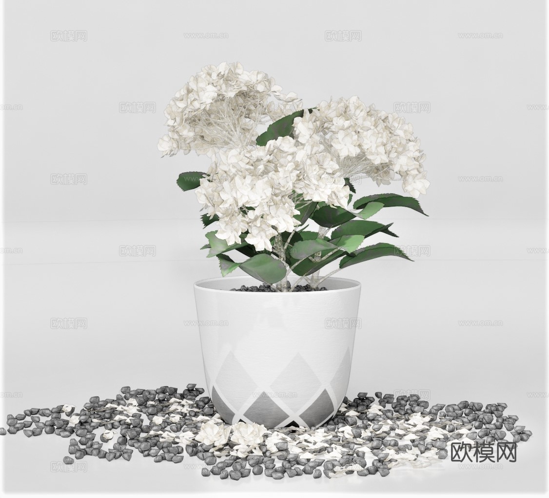 现代绿植盆栽su模型下载