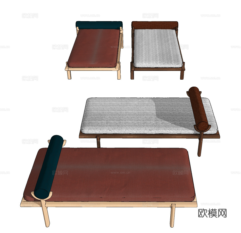 现代沙发凳脚踏su模型下载