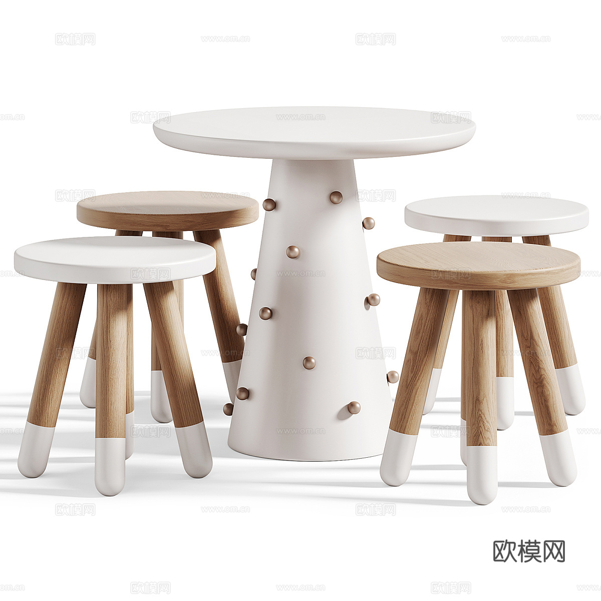 现代北欧奶油风儿童桌椅3d模型