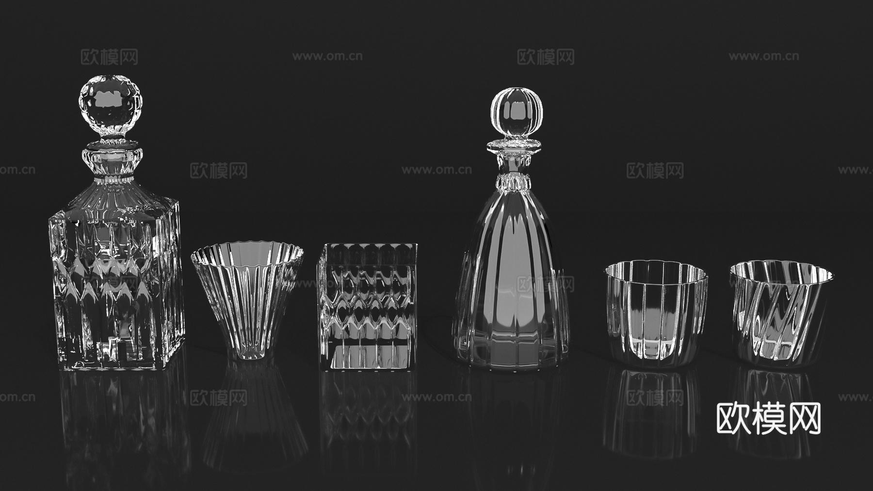 酒杯酒瓶玻璃杯玻璃瓶高脚杯水晶杯3d模型