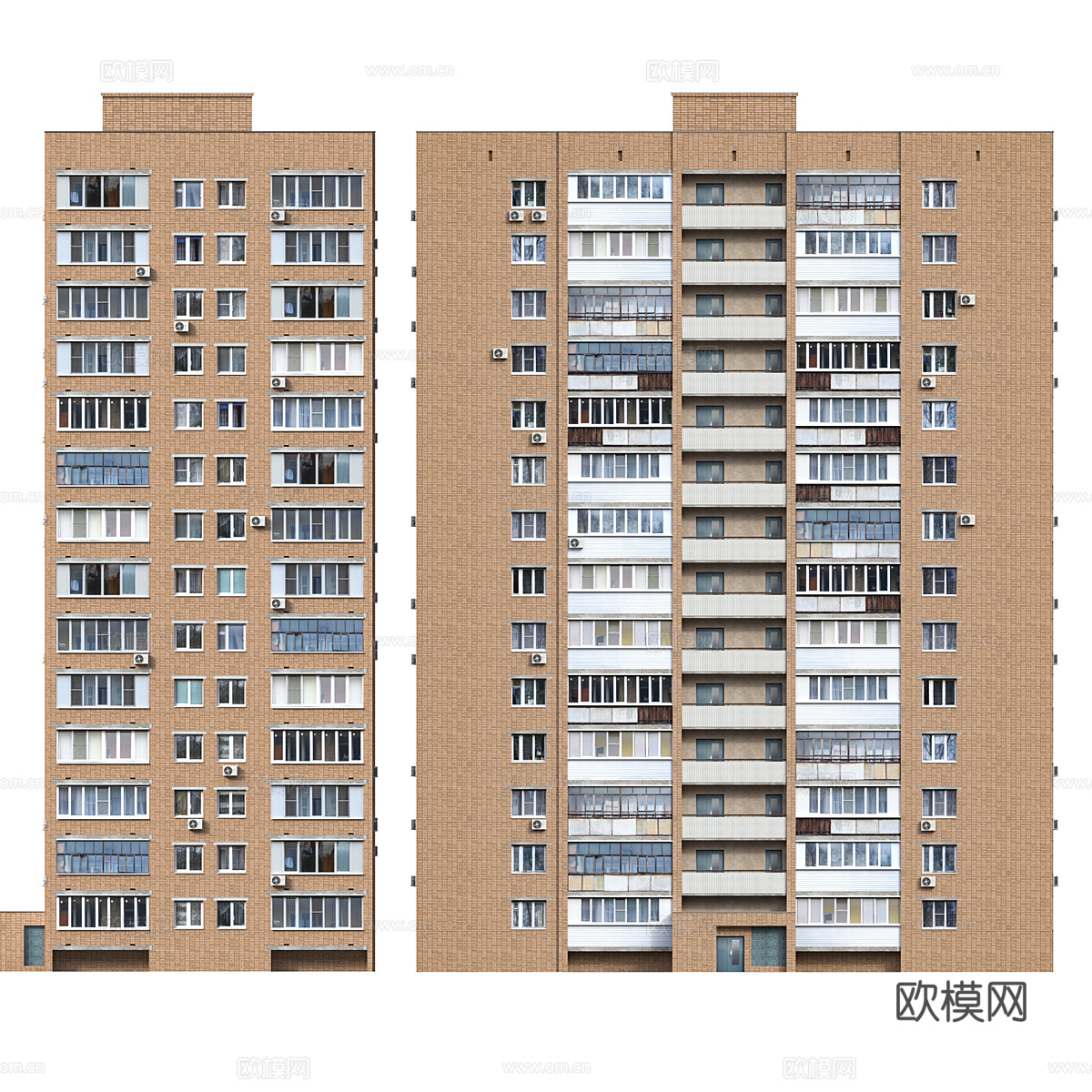 现代高层住宅建筑外观3d模型