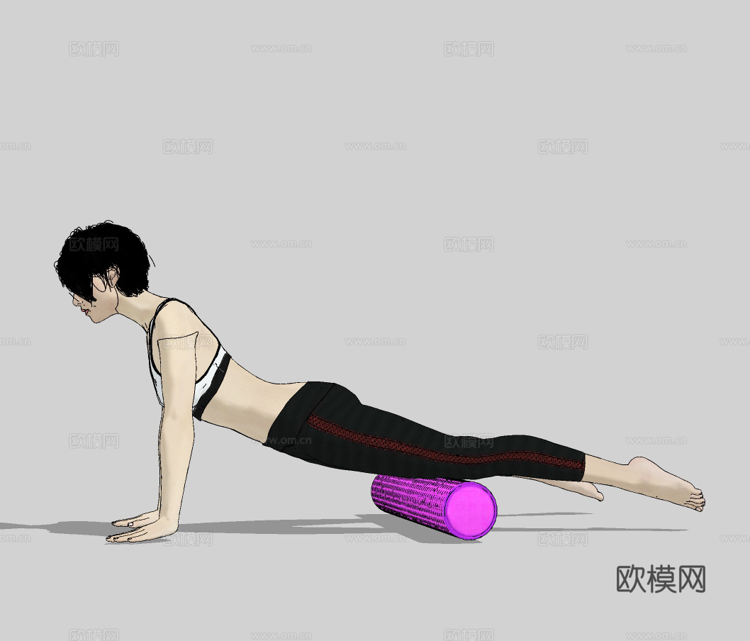 现代瑜伽女性人物su模型下载