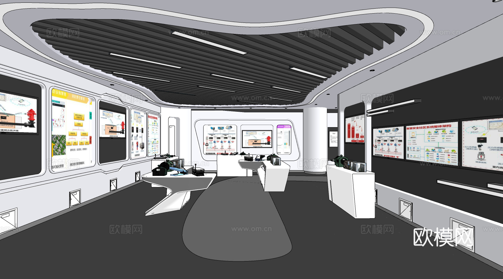 现代企业文化展厅su模型下载