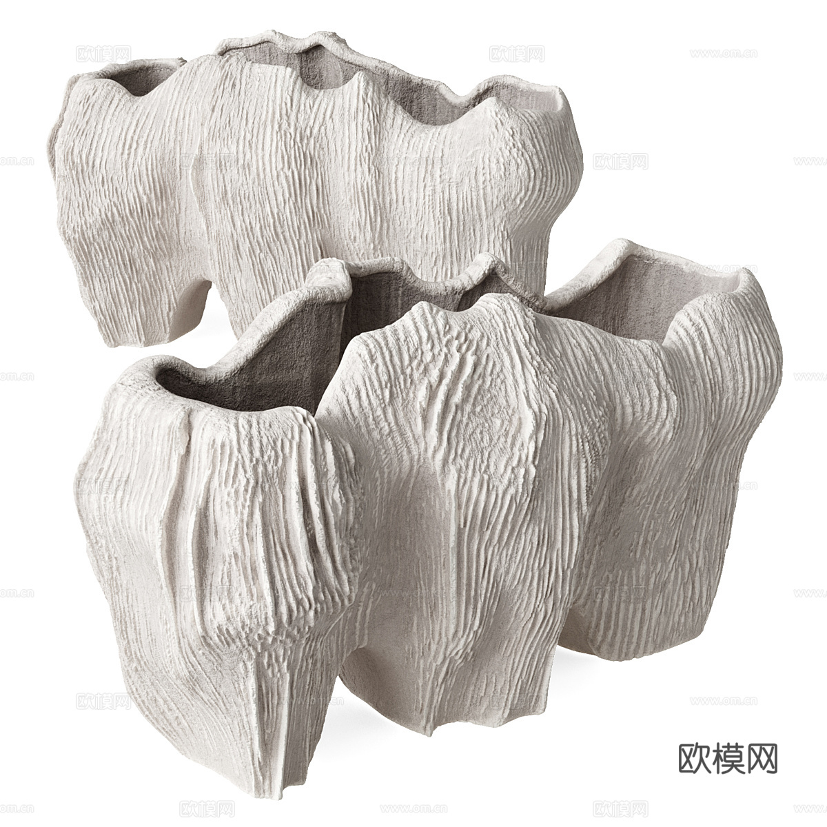 现代意式珊瑚花瓶 陶罐3d模型