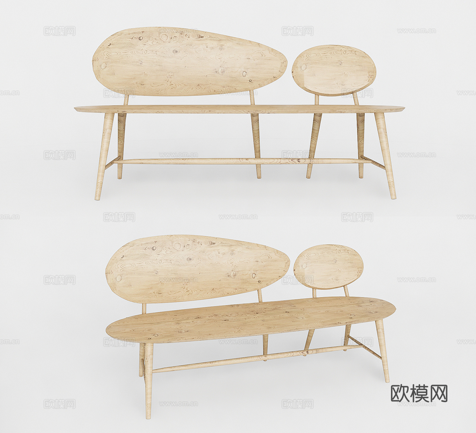 现代木凳su模型下载