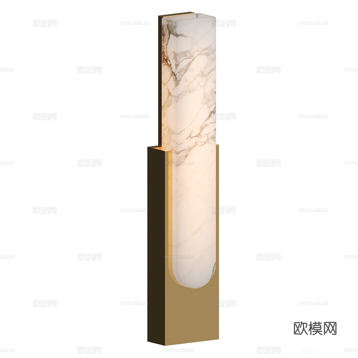 新中式轻奢透光石长条壁灯3d模型