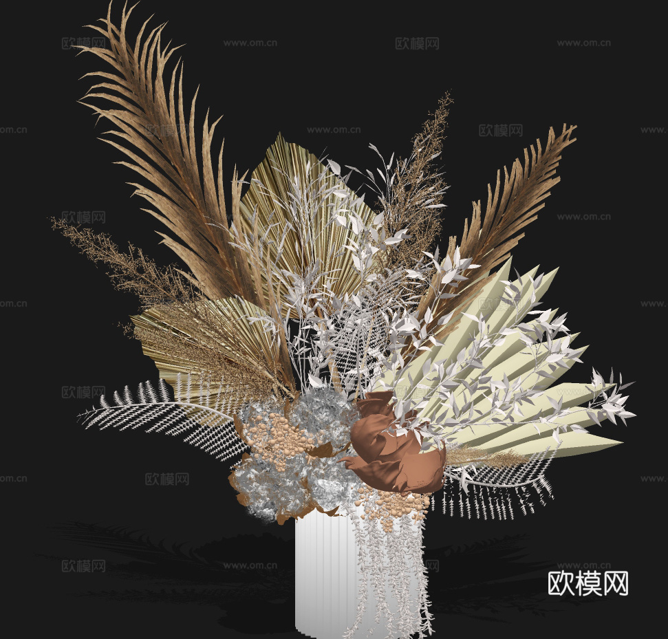 现代花艺插花su模型下载