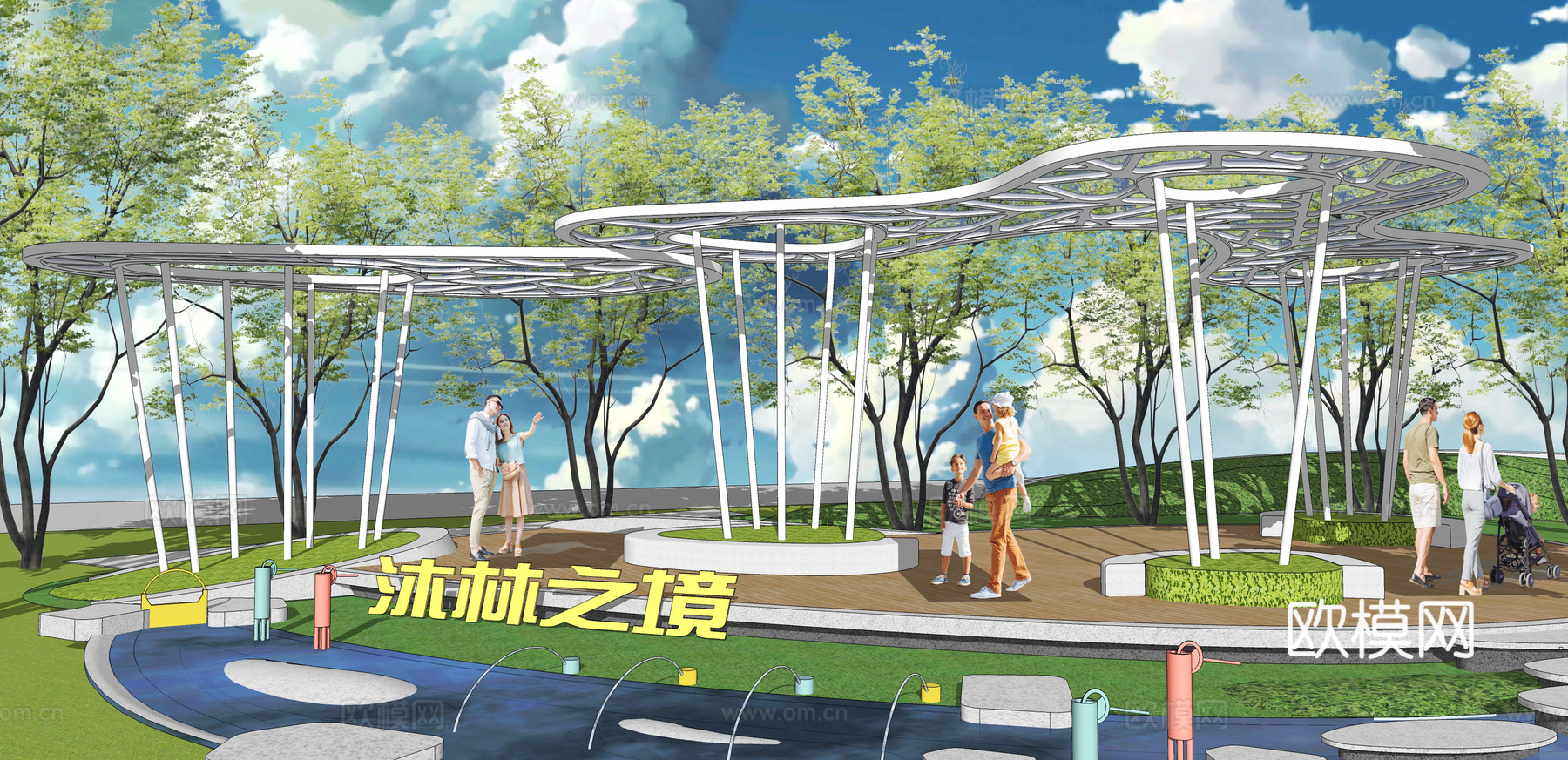 现代镂空景观凉亭su模型下载
