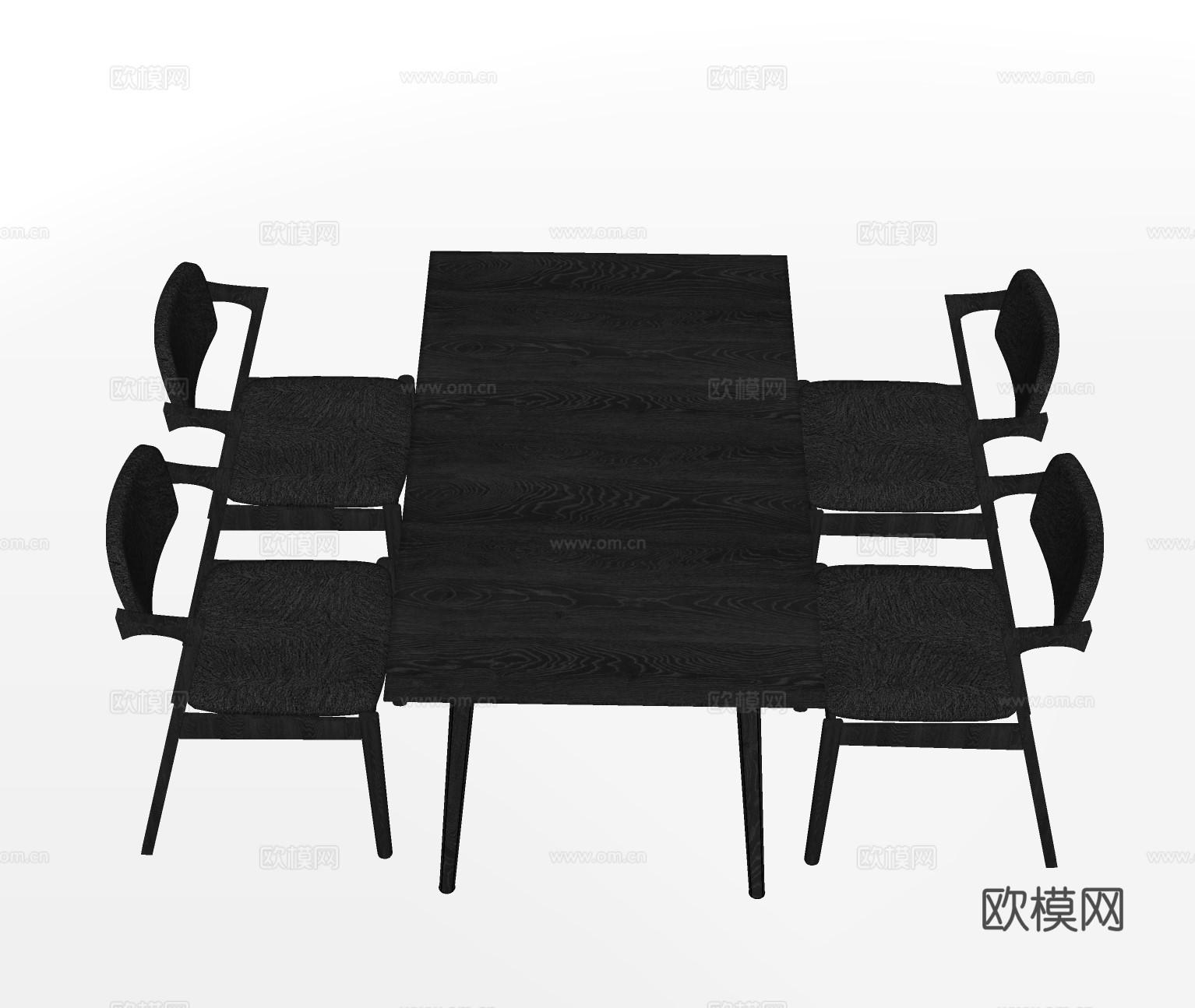 现代条形餐桌椅su模型下载