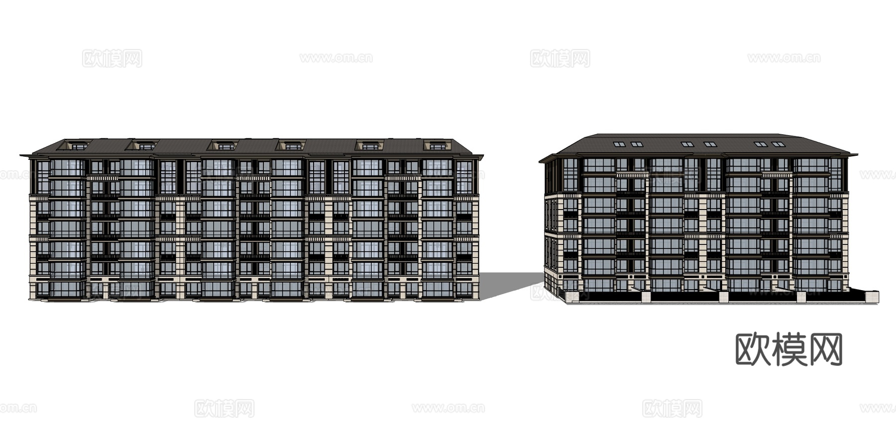 新中式多层住宅su模型下载