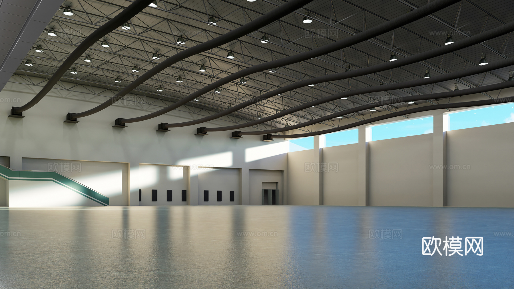 现代空展馆su模型下载