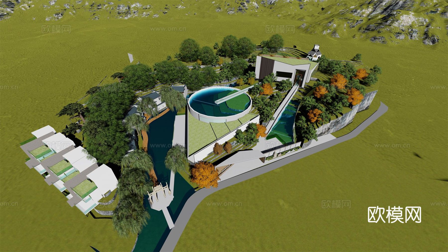 现代雕刻博物馆建筑外观su模型下载