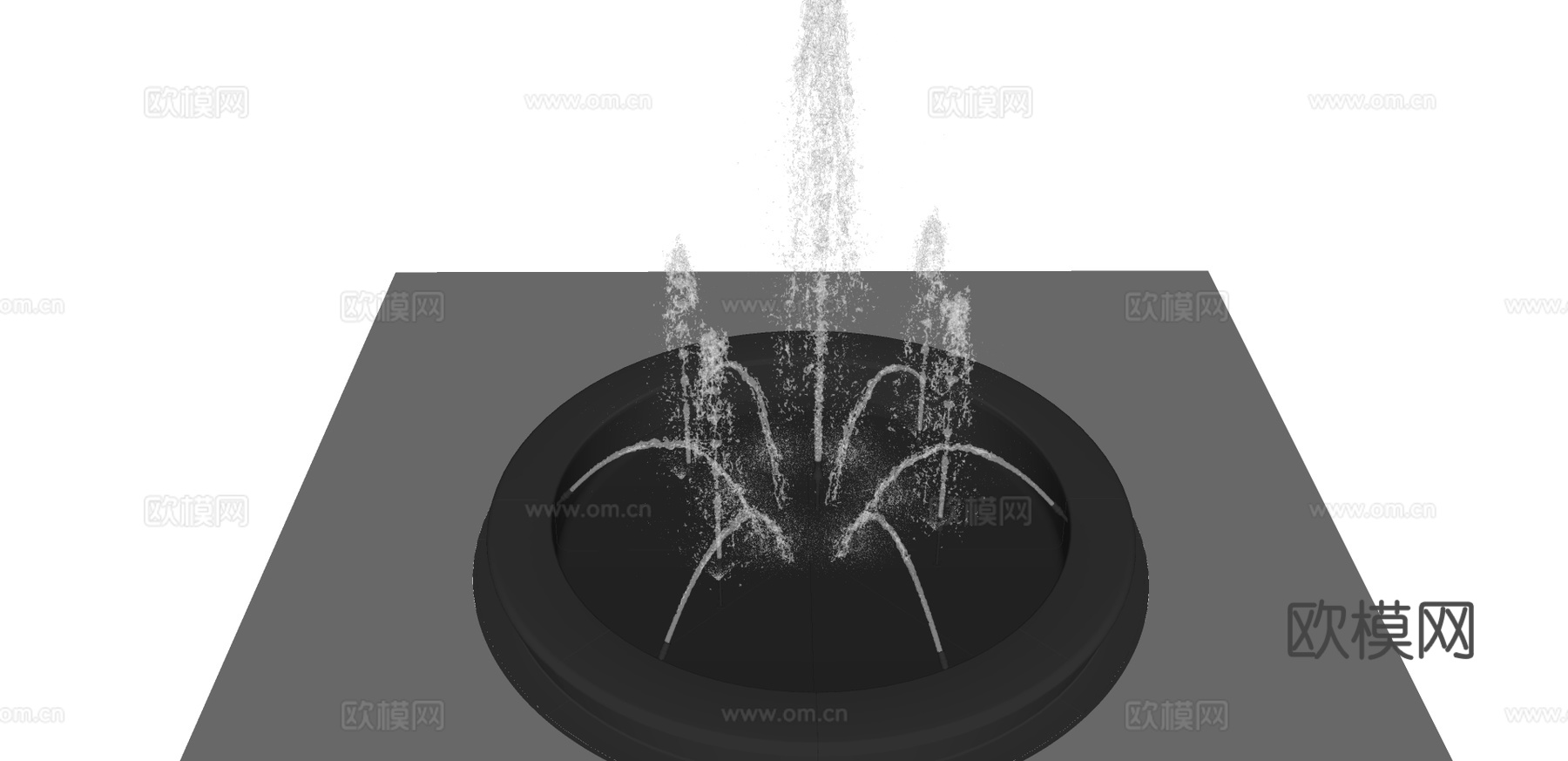 现代喷泉水景小品su模型下载