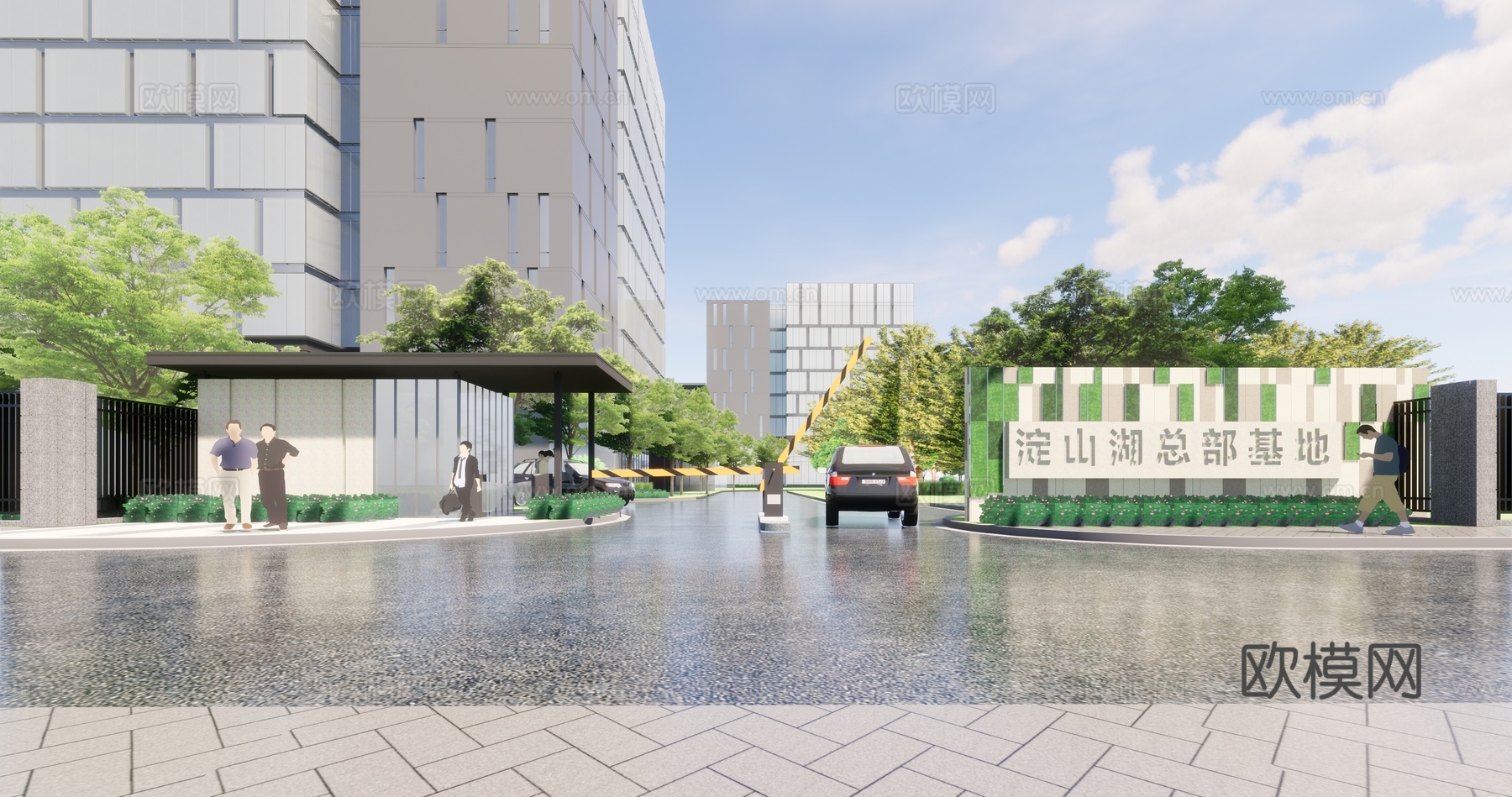 现代工业园建筑外观su模型下载