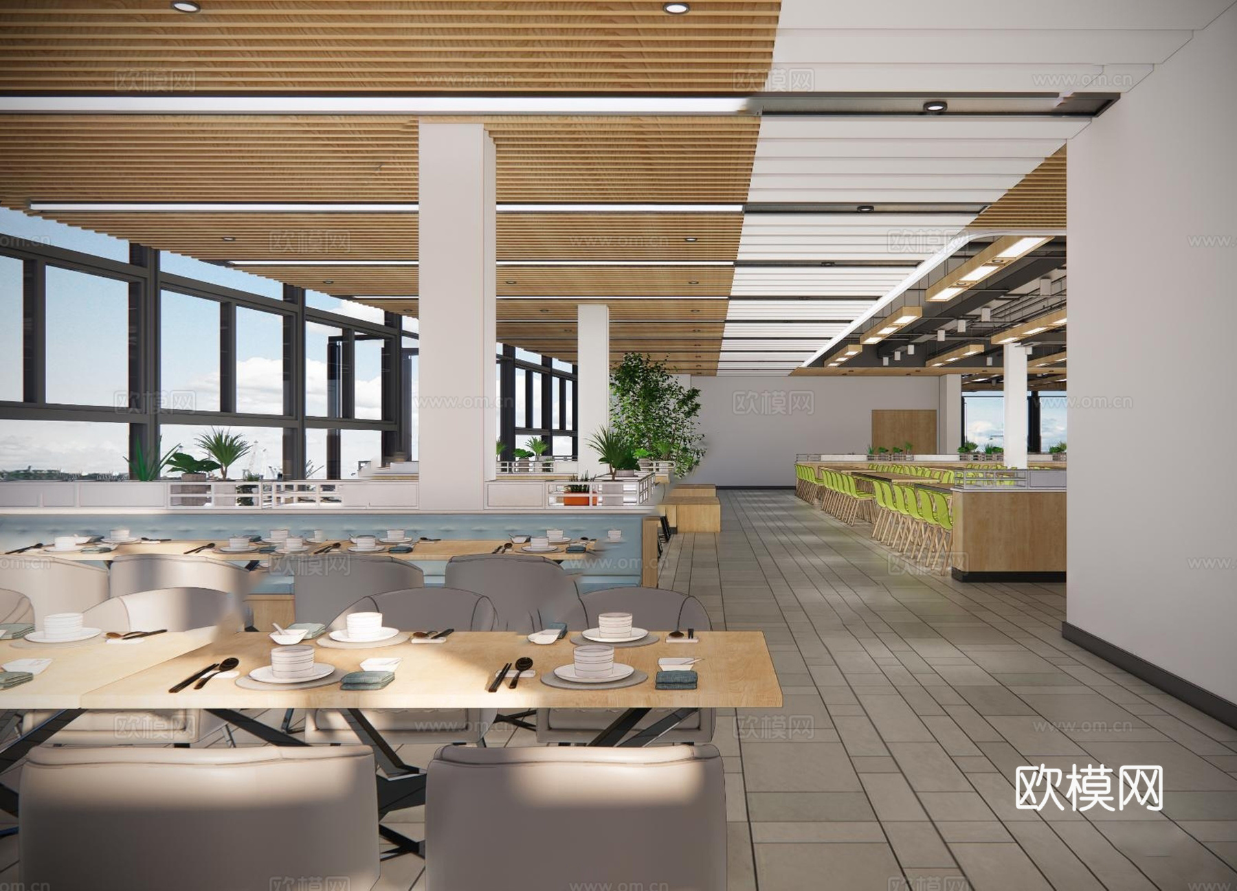 现代自助餐厅su模型下载