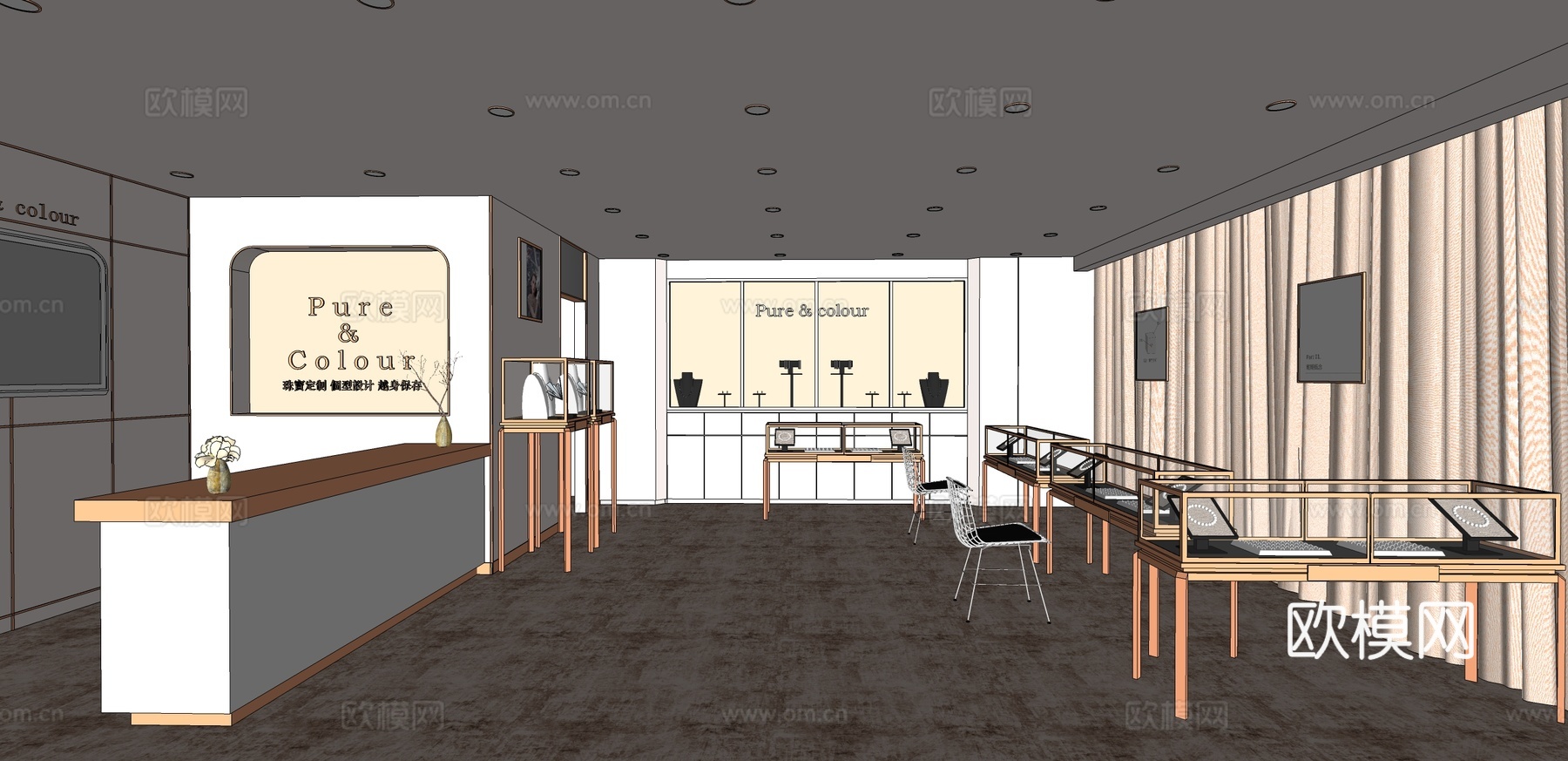 现代珠宝首饰店su模型下载