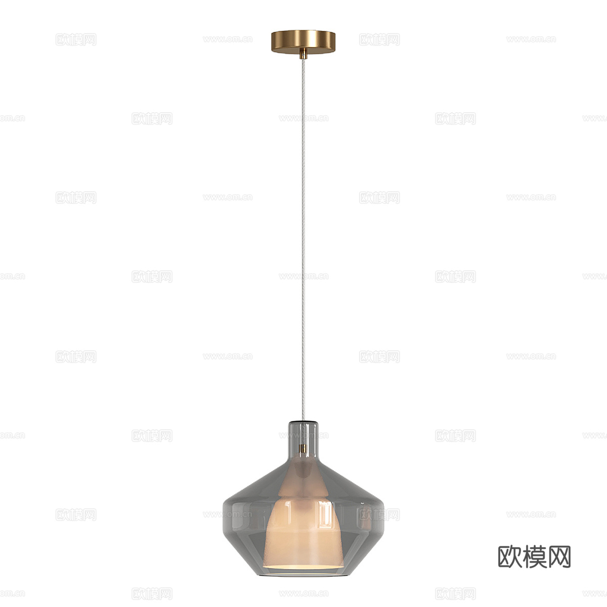 现代意式金属玻璃装饰吊灯3d模型