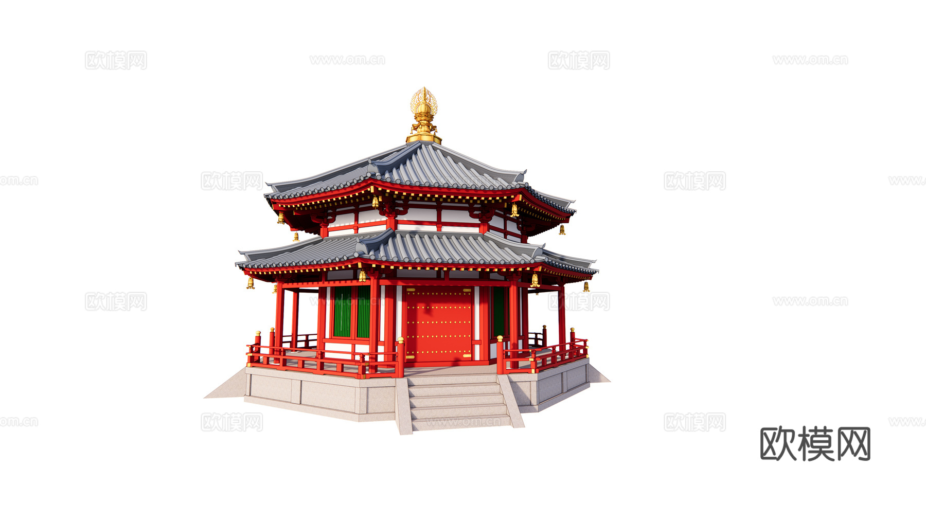 中式古建外观su模型下载