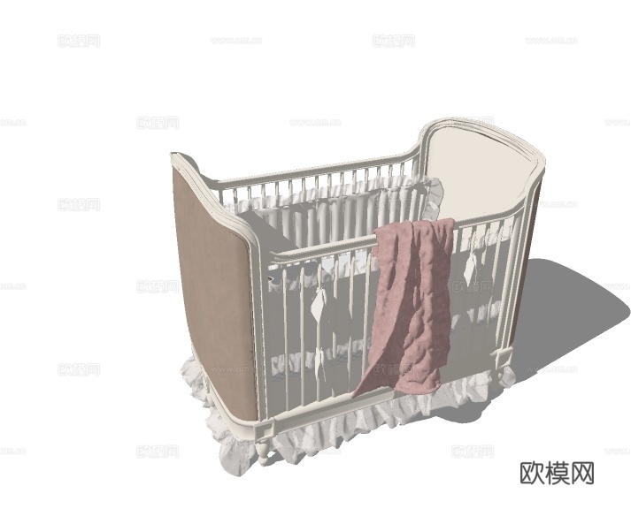 简欧婴儿床su模型下载