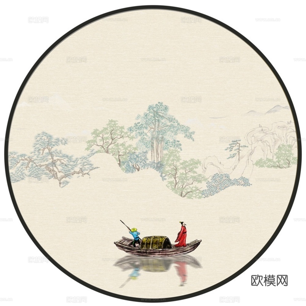 新中式圆形装饰画