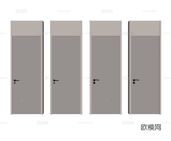 现代通顶门单开门房门su模型下载
