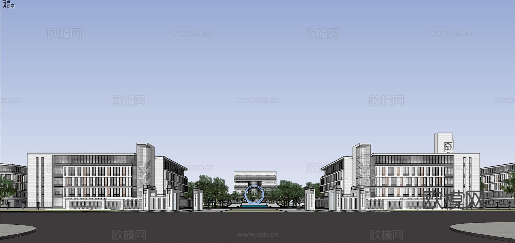 现代学校教学楼su模型下载