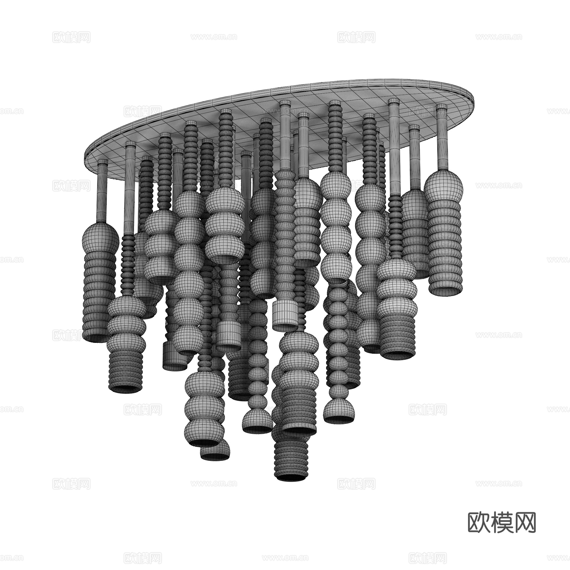 现代意式轻奢玻璃吸顶灯3d模型