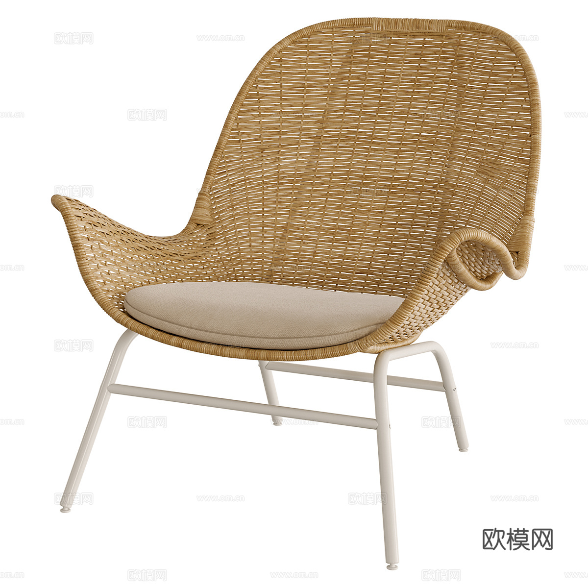 现代意式藤编休闲椅3d模型