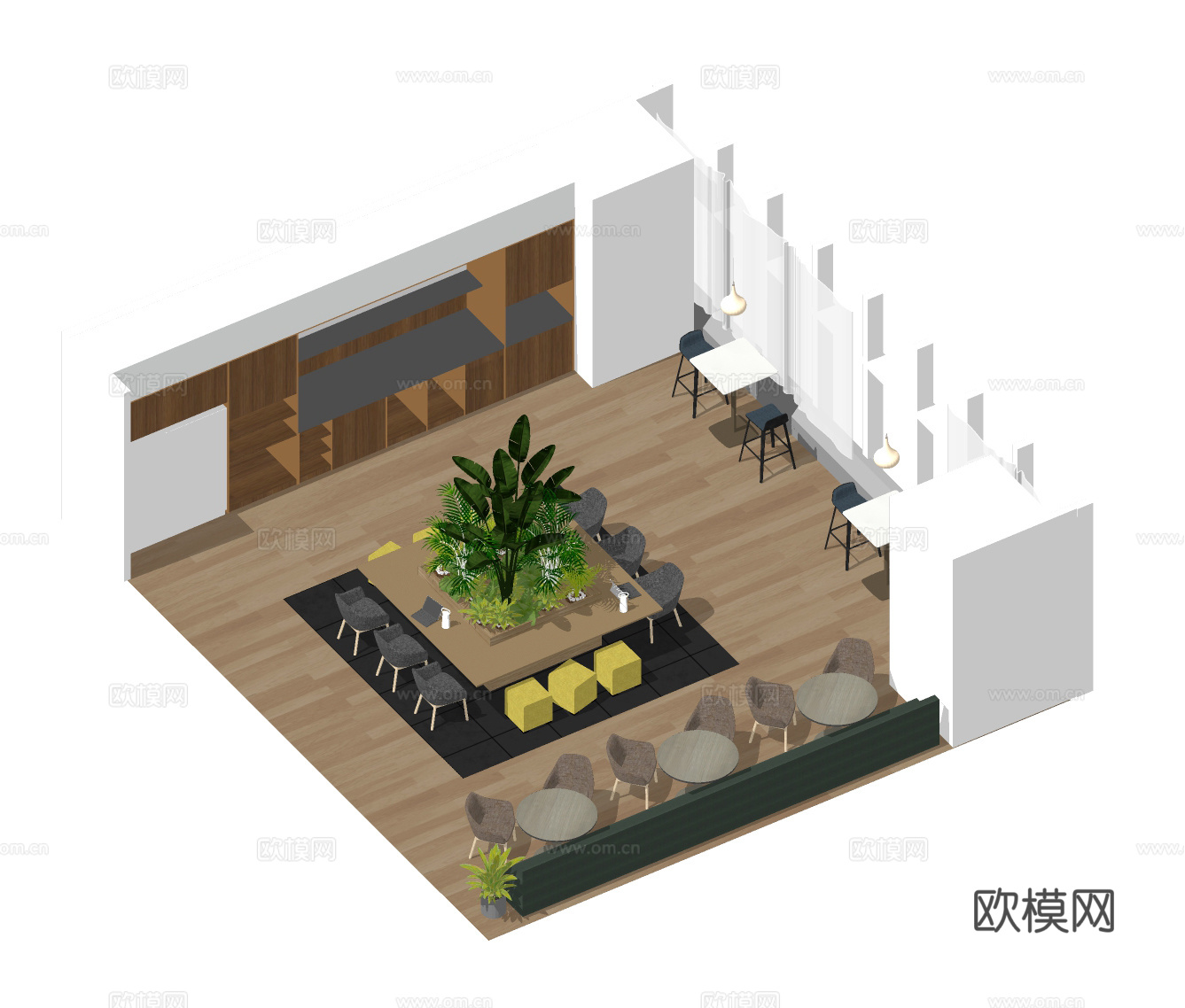 现代休闲桌椅su模型下载
