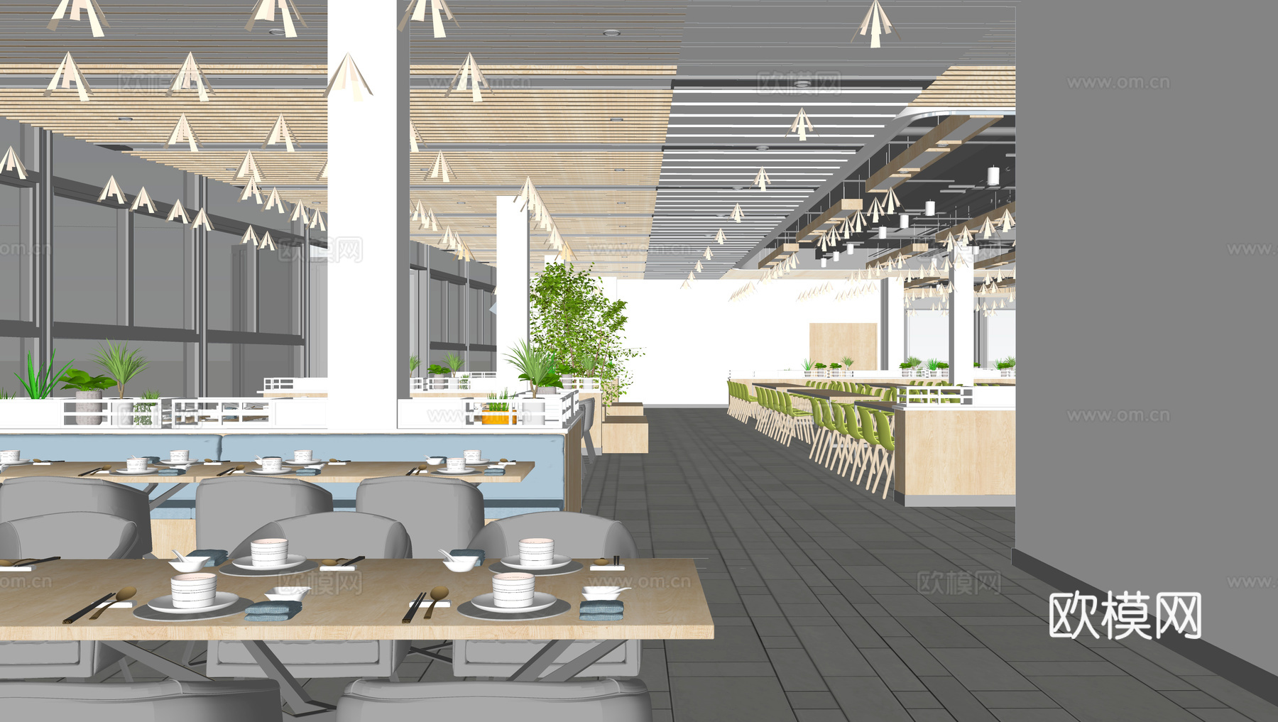 现代自助餐厅su模型下载