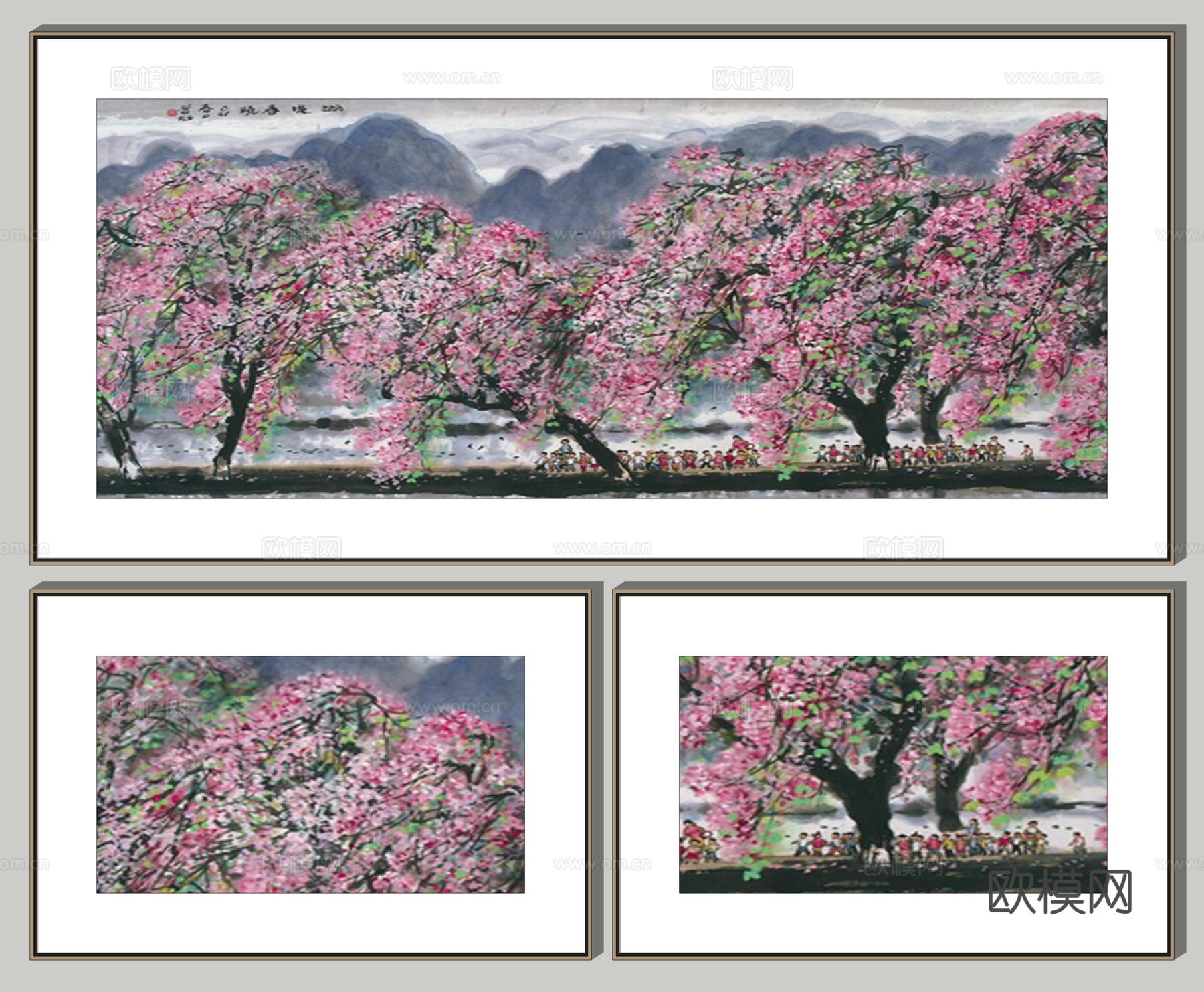 新中式装饰画su模型下载