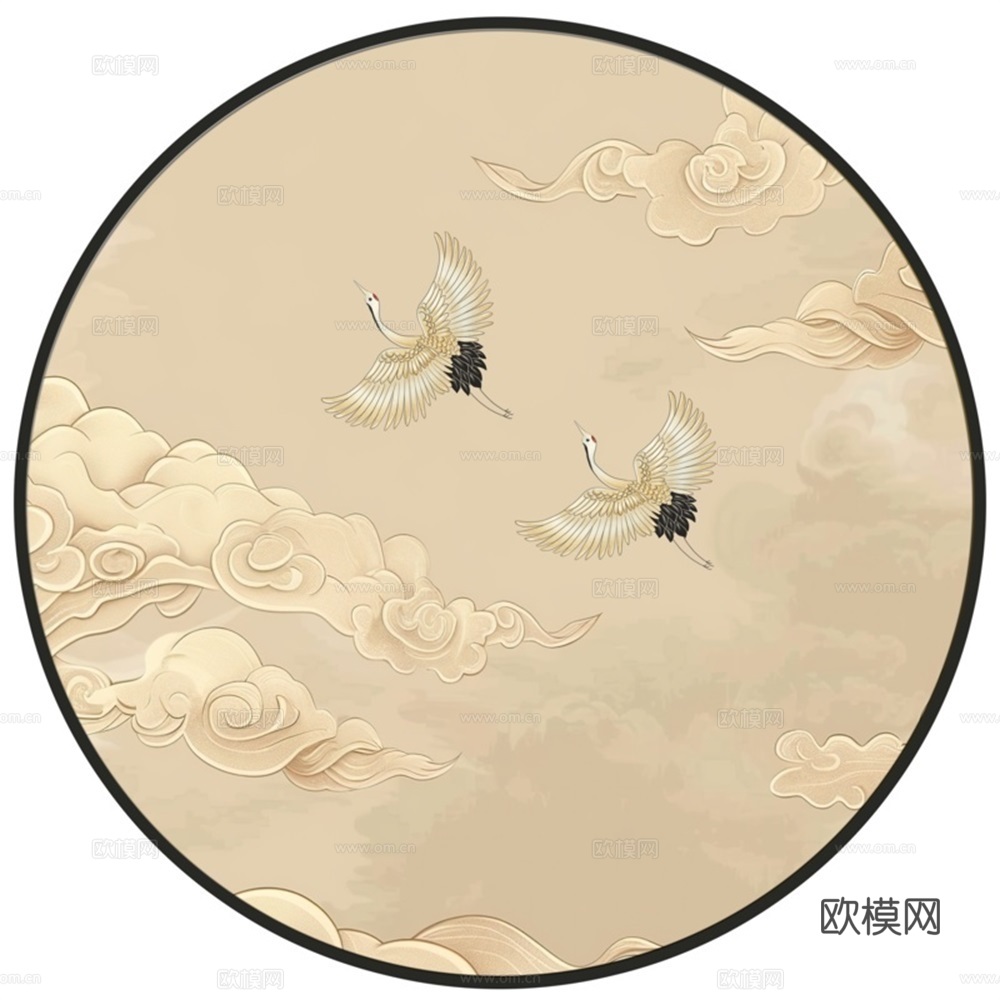 新中式圆形装饰画