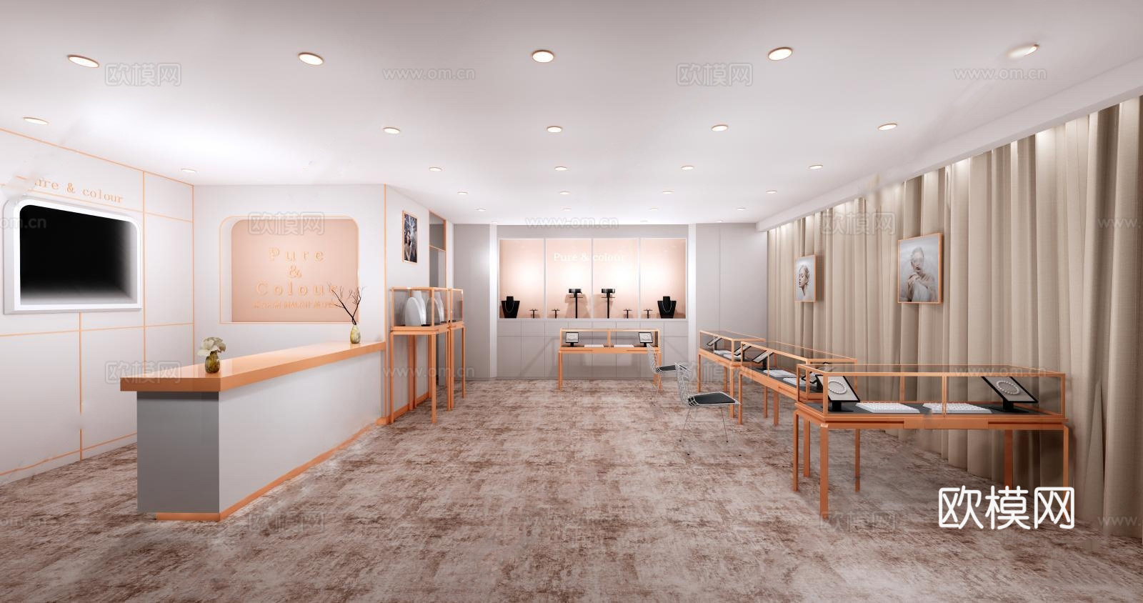 现代珠宝首饰店su模型下载
