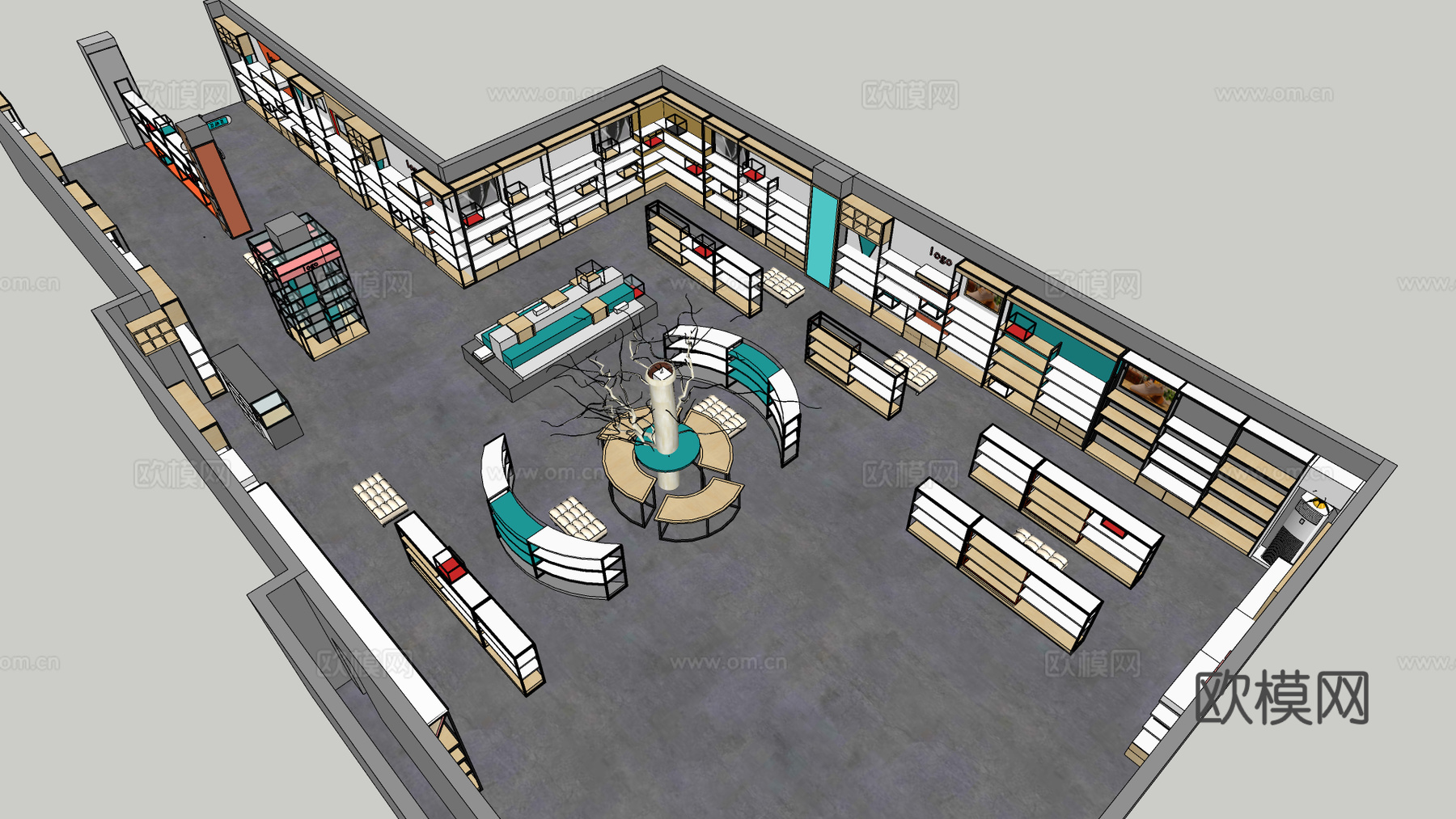 现代鞋店su模型下载