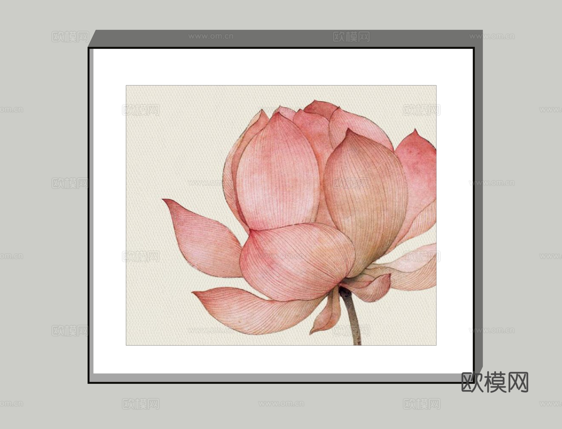 现代莲花装饰挂画su模型下载