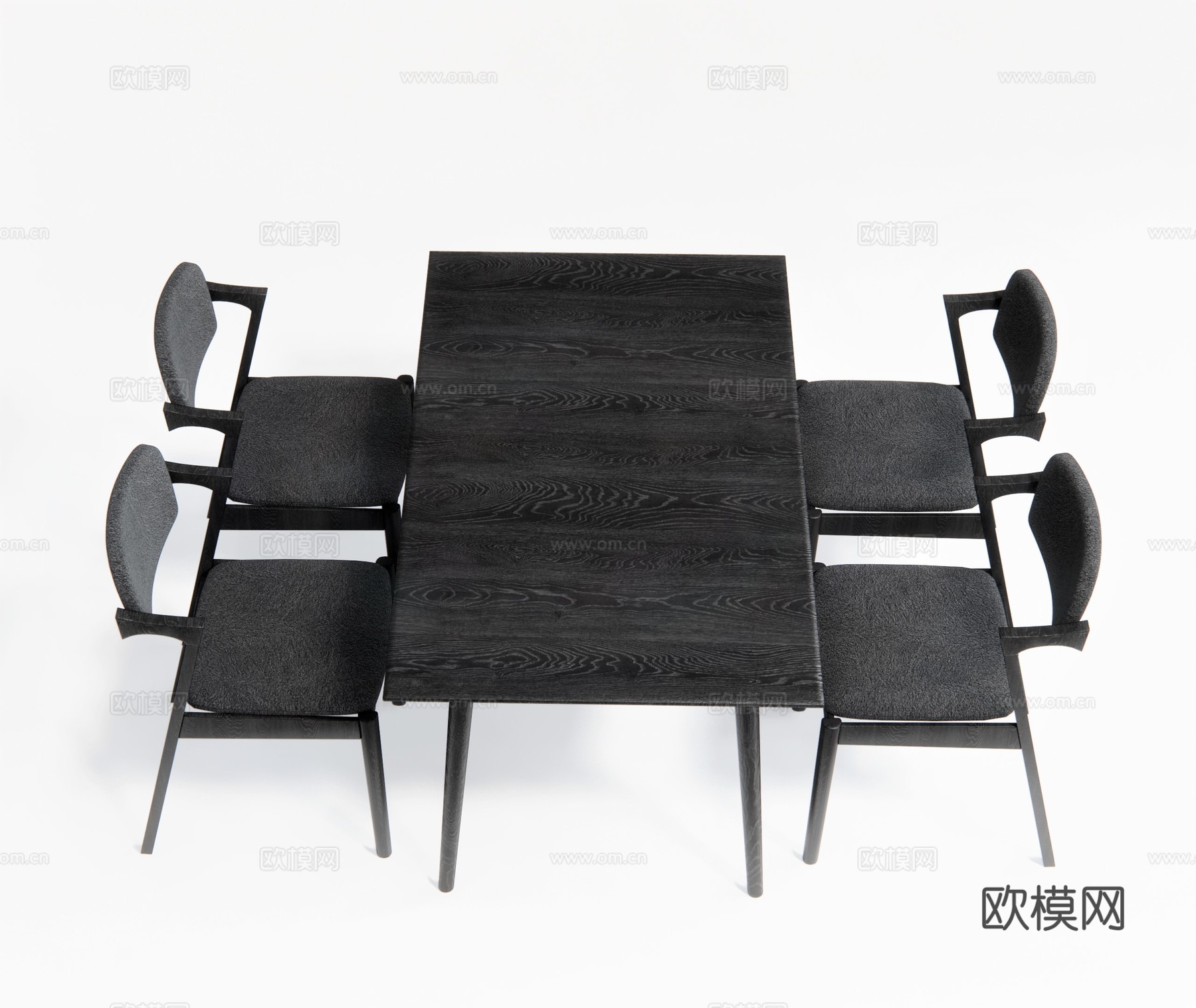 现代条形餐桌椅su模型下载