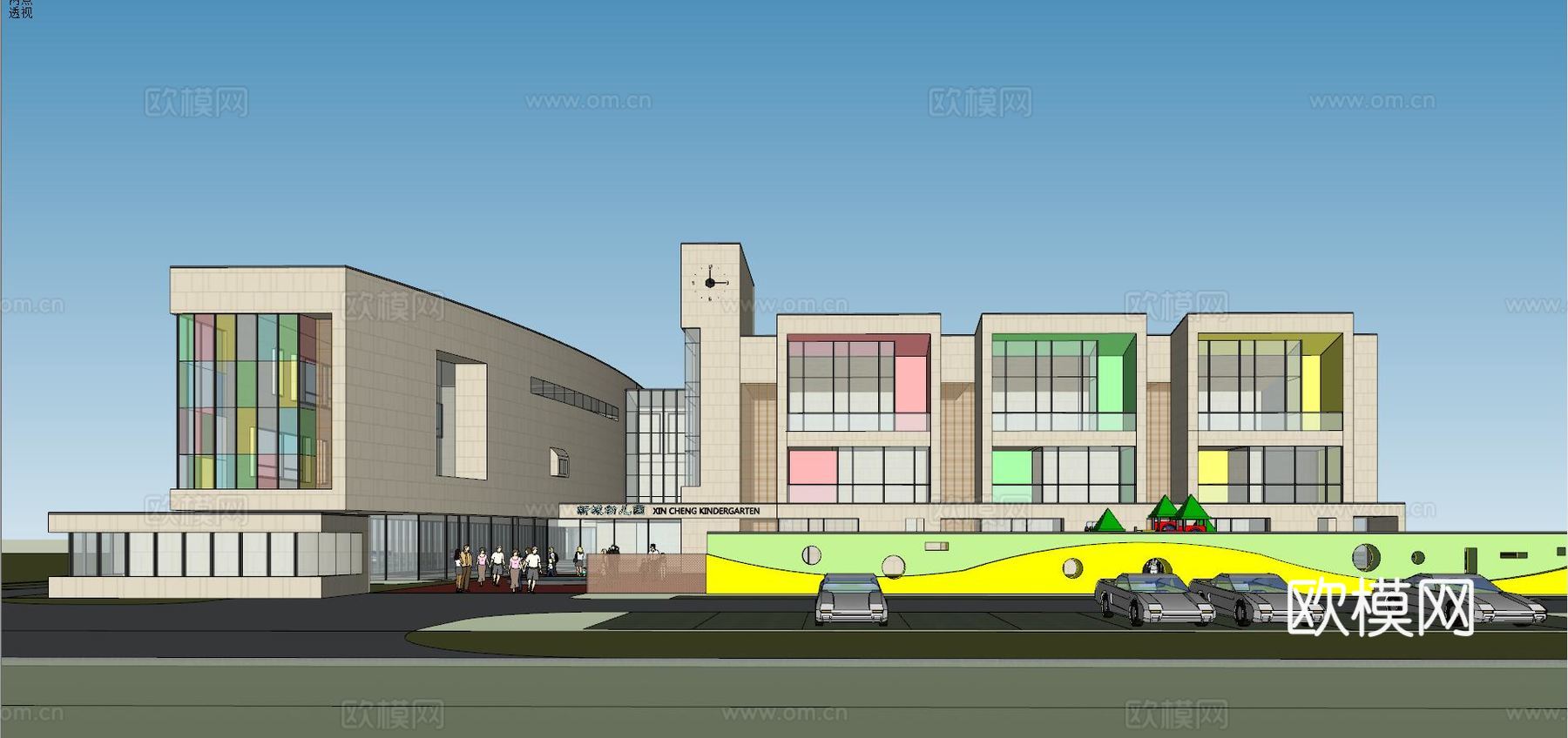 现代幼儿园su模型下载下载（渲染图1）