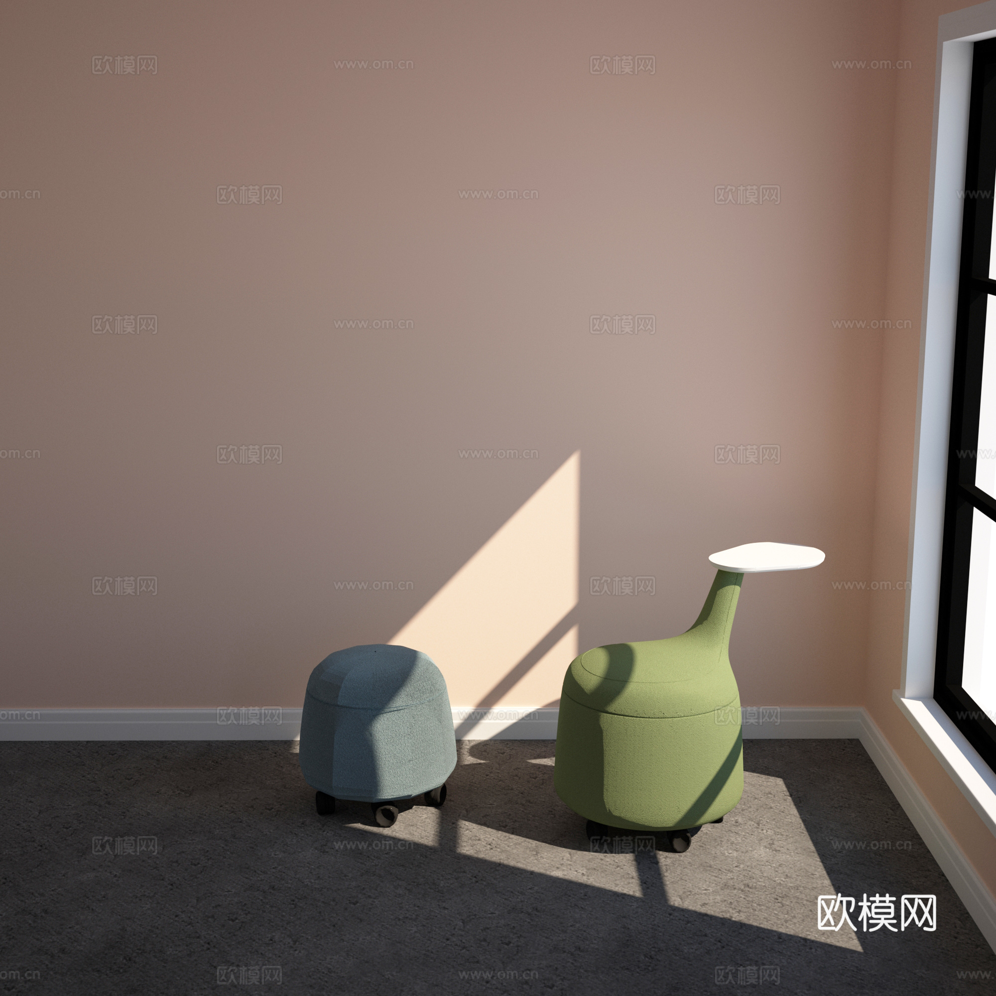 现代休闲凳子su模型下载