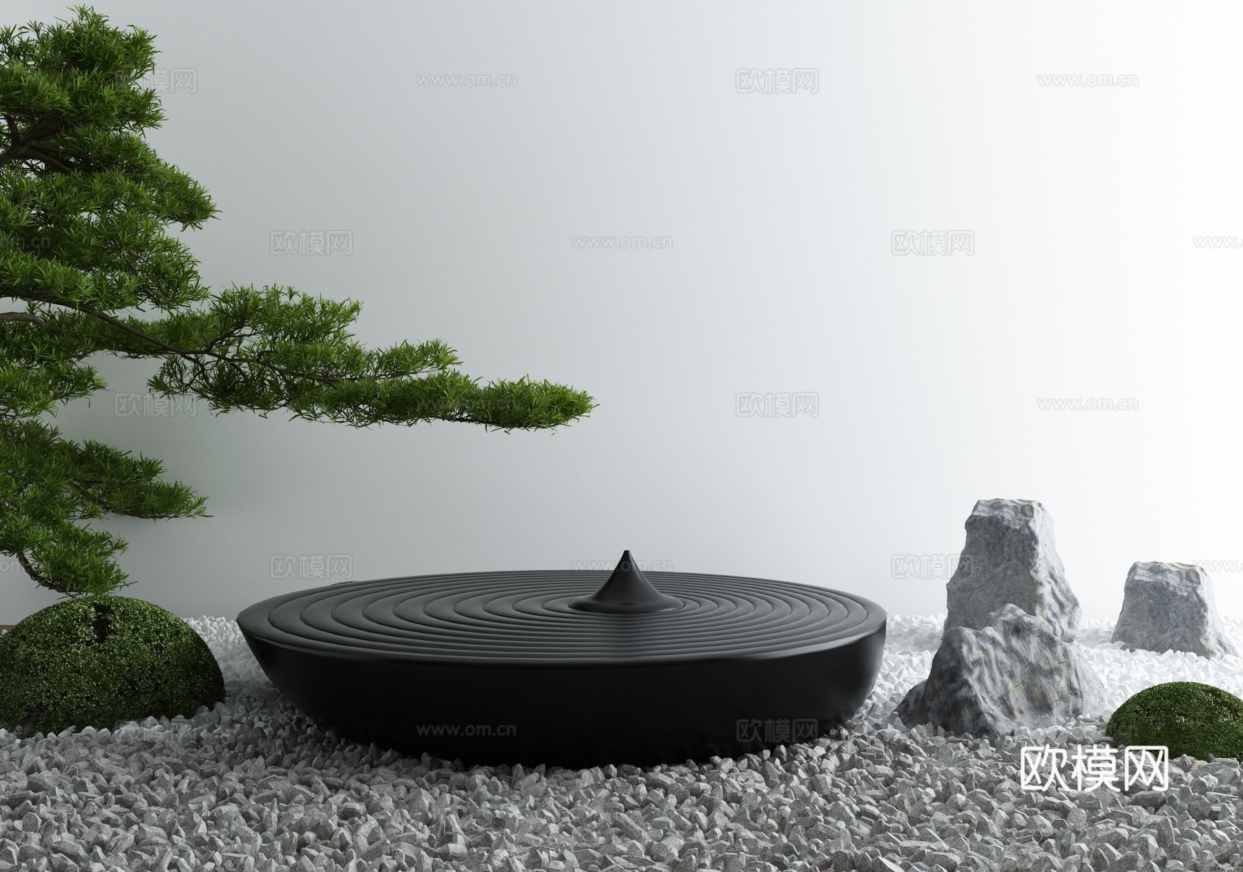 新中式雕塑小品su模型