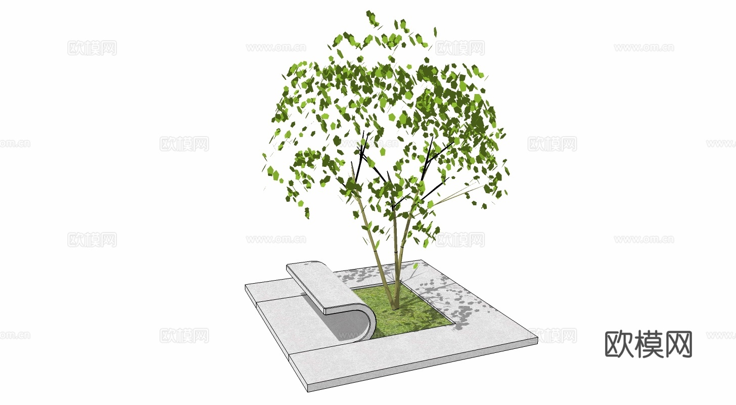 现代景观树池su模型下载