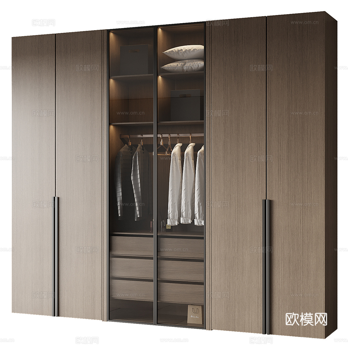 现代意式极简开门衣柜3d模型