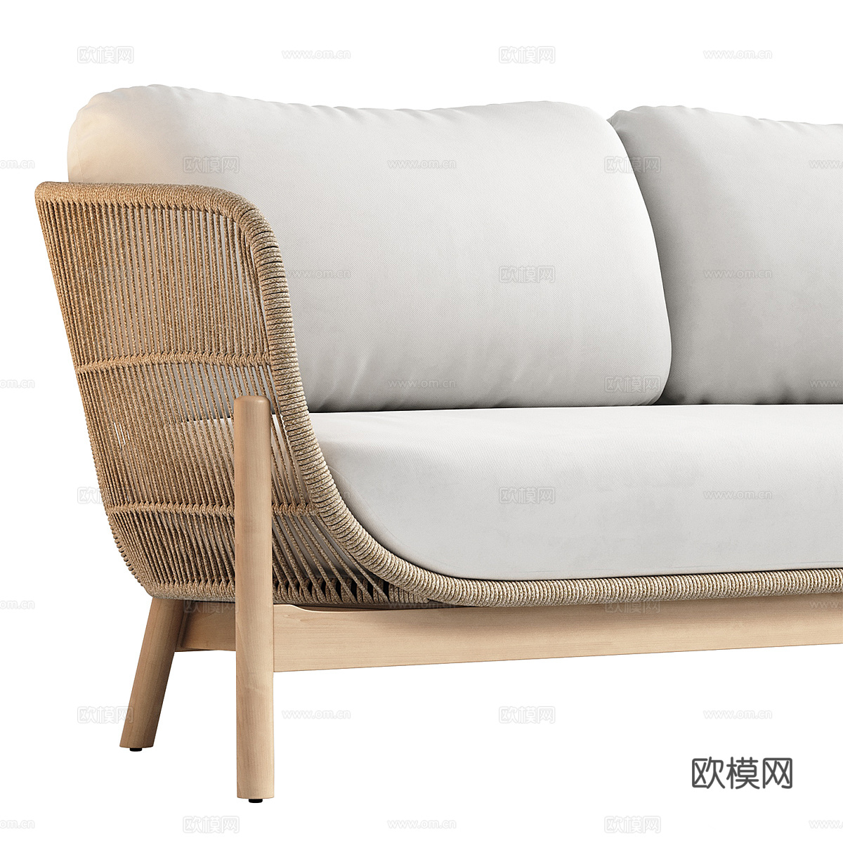 新中式藤编布艺休闲沙发3d模型