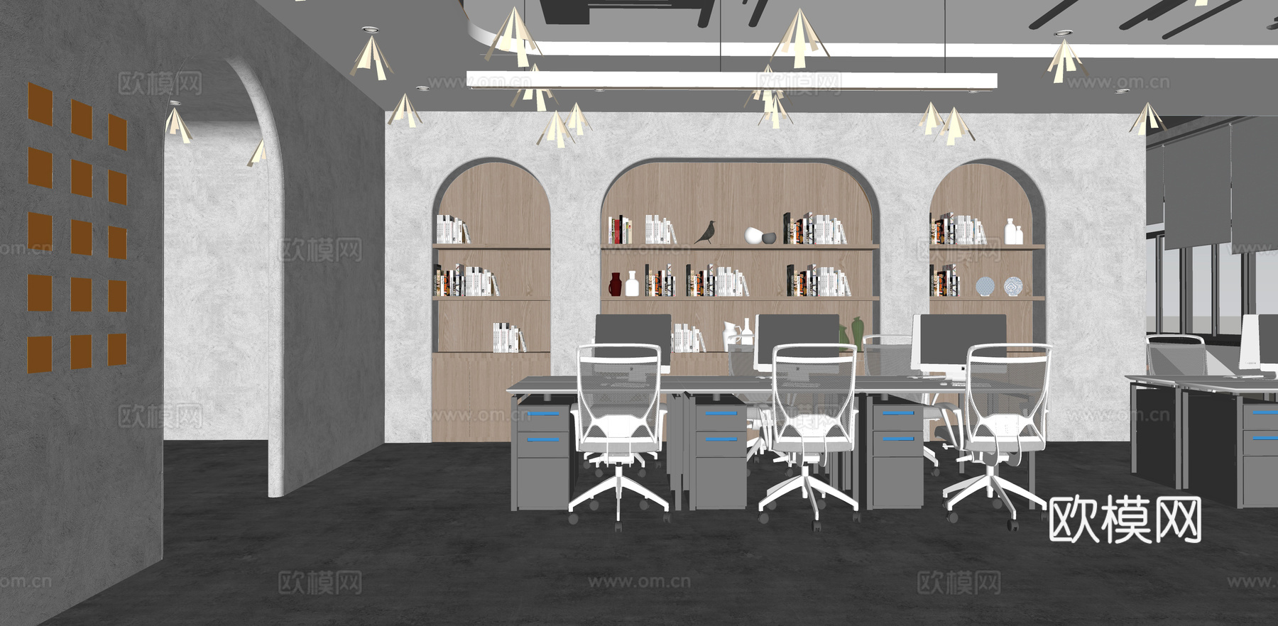现代侘寂风办公室su模型下载下载（渲染图4）