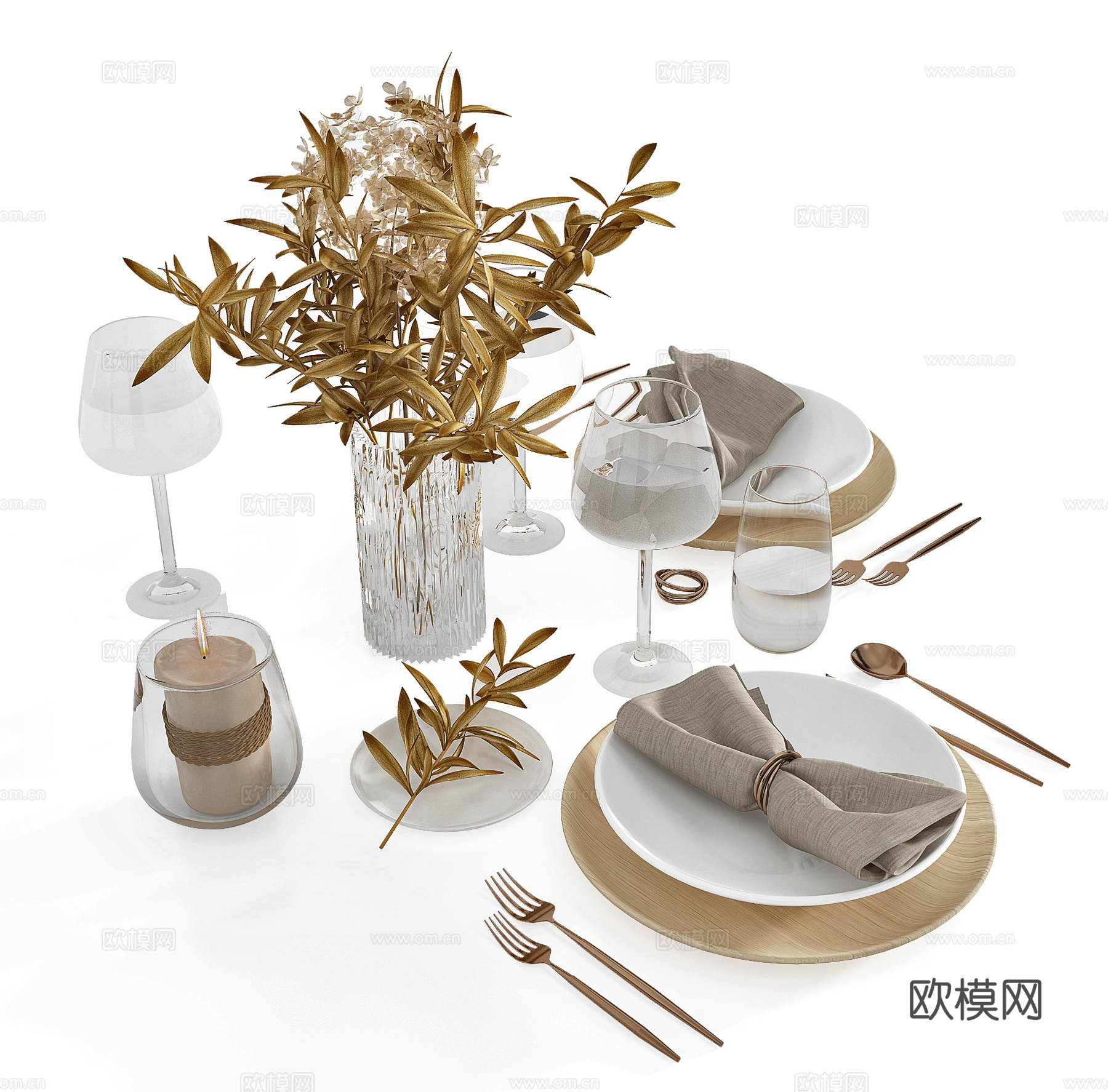现代西餐餐具su模型下载