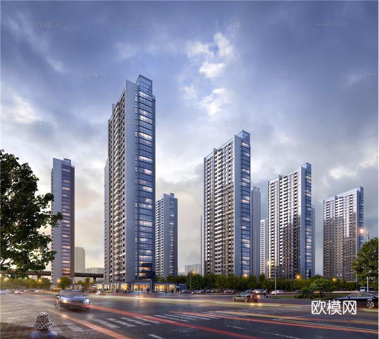 现代高层住宅小区su模型