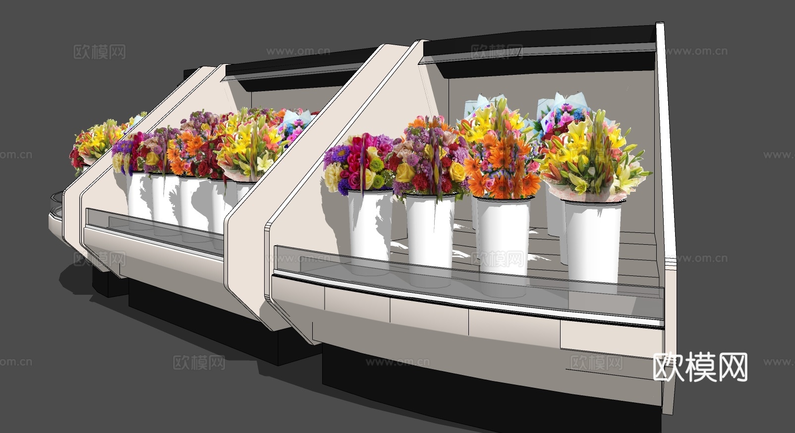 现代鲜花货柜展示柜su模型下载