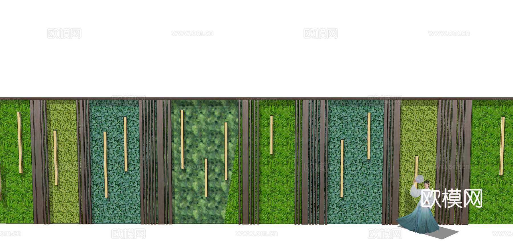 现代绿植景观墙su模型下载